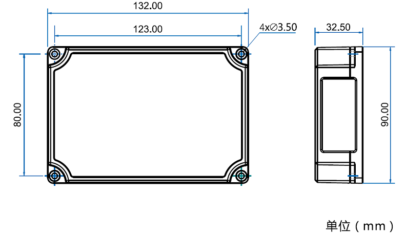 門禁前端控制器尺寸規格圖